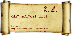 Körmöczi Lili névjegykártya