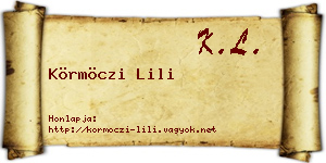 Körmöczi Lili névjegykártya