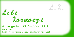 lili kormoczi business card